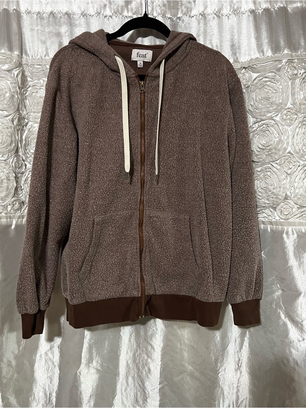 feat Brown Lightweight Sherpa Zip Hoodie